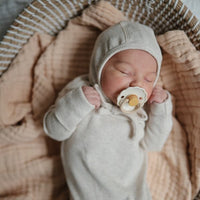 Ribbed Baby Bonnet (Beige Melange) Mushie Lil Tulips
