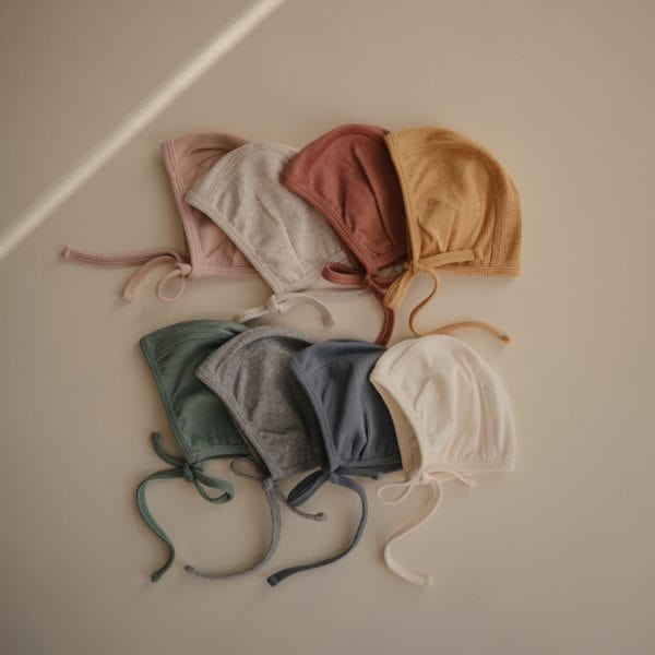 Ribbed Baby Bonnet (Beige Melange) Mushie Lil Tulips
