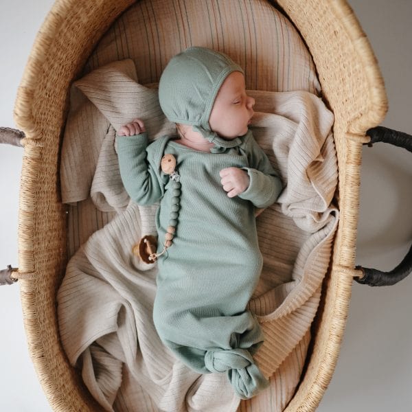 Ribbed Baby Bonnet (Roman Green) Mushie Lil Tulips