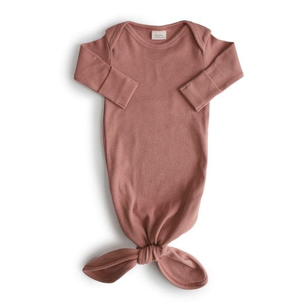 Ribbed Knotted Baby Gown (Cedar) Mushie Lil Tulips