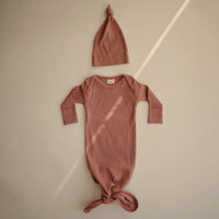 Ribbed Knotted Baby Gown (Cedar) Mushie Lil Tulips