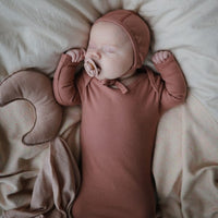 Ribbed Knotted Baby Gown (Cedar) Mushie Lil Tulips