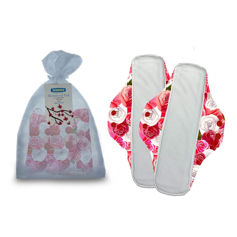 Rosy Organic Cotton Menstrual Pad - 2 Pack Thirsties Lil Tulips