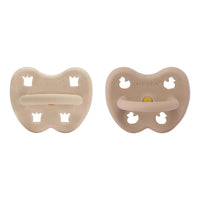 Sandy Nude & Tan Beige Round Pacifier 2 Pack (3-36 Months) Hevea Hevea Lil Tulips