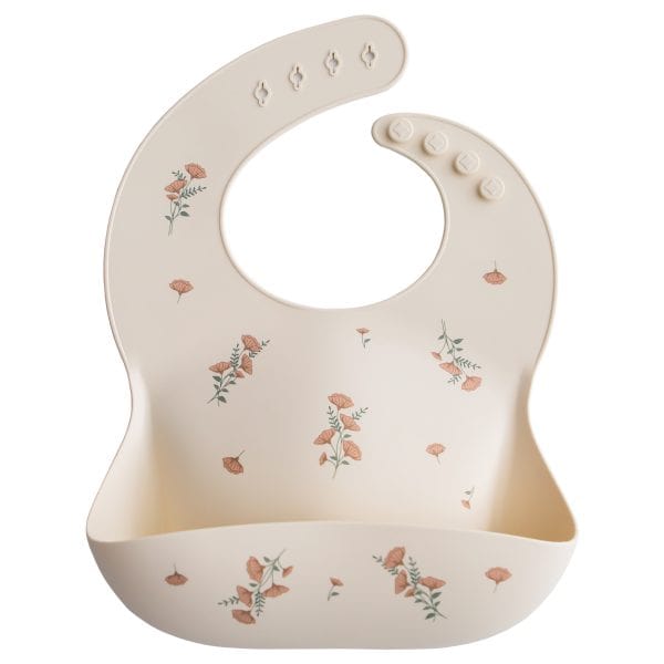 Silicone Baby Bib (Pink Flowers) Mushie Lil Tulips
