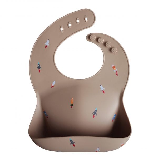 Silicone Baby Bib (Rocket Ship) Mushie Lil Tulips
