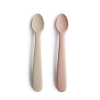 Silicone Feeding Spoons (Blush/Shifting Sand) 2-Pack Mushie Lil Tulips