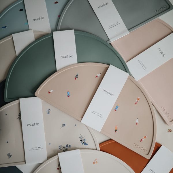 Silicone Place Mat (Pink Flowers) Mushie Lil Tulips