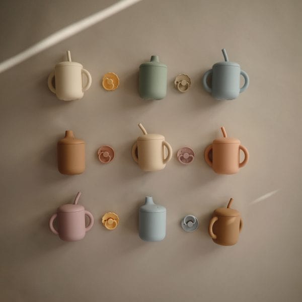 Silicone Sippy Cup (Powder Blue) Mushie Lil Tulips