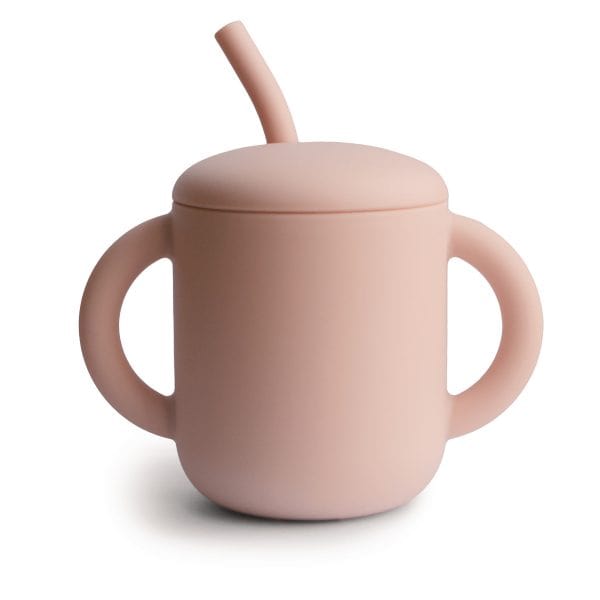 Silicone Training Cup + Straw (Blush) Mushie Lil Tulips
