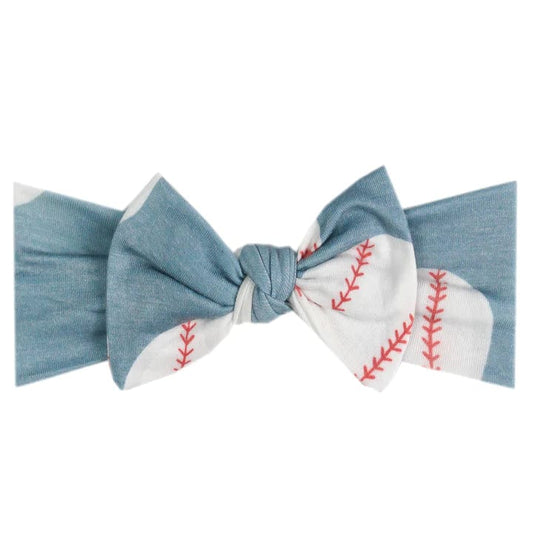Slugger Knit Headband Bow Copper Pearl Lil Tulips