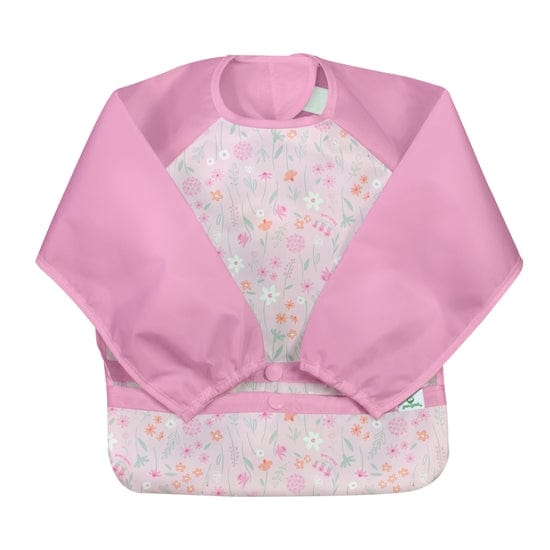 Snap + Go® Easy-wear Long Sleeve Bib Pink Wildflowers Green Sprouts Lil Tulips
