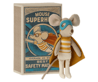 Super Hero Mouse, Little Brother in Matchbox Maileg Lil Tulips