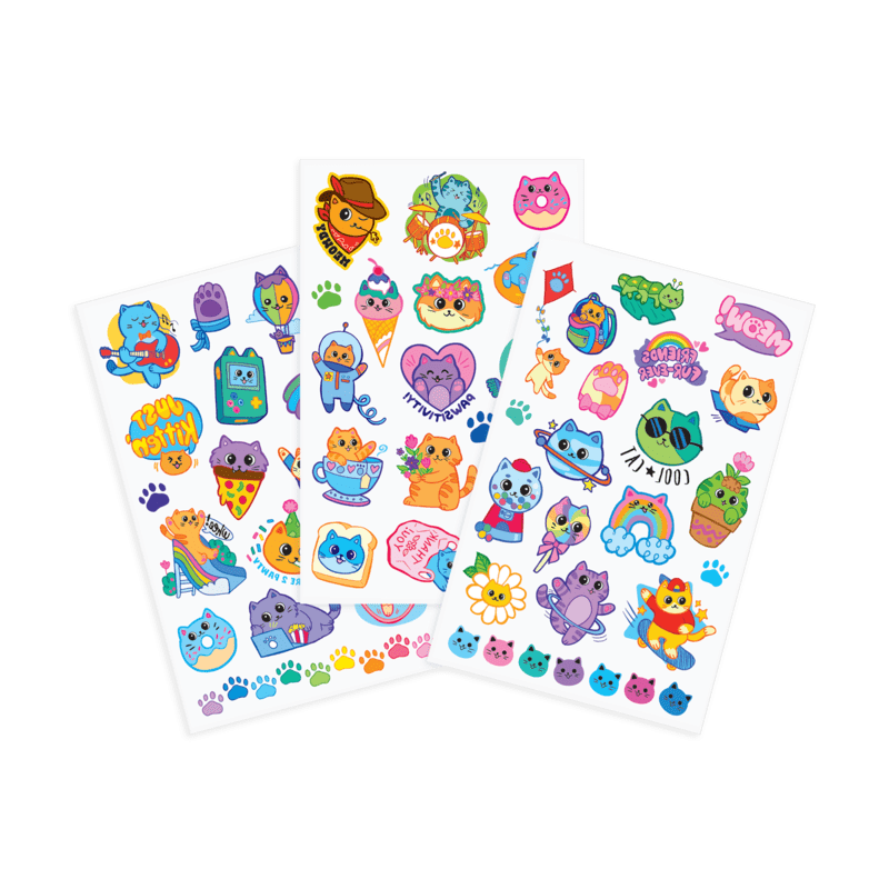 Tattoo Palooza Temporary Tattoos: Colorful Cats OOLY Lil Tulips