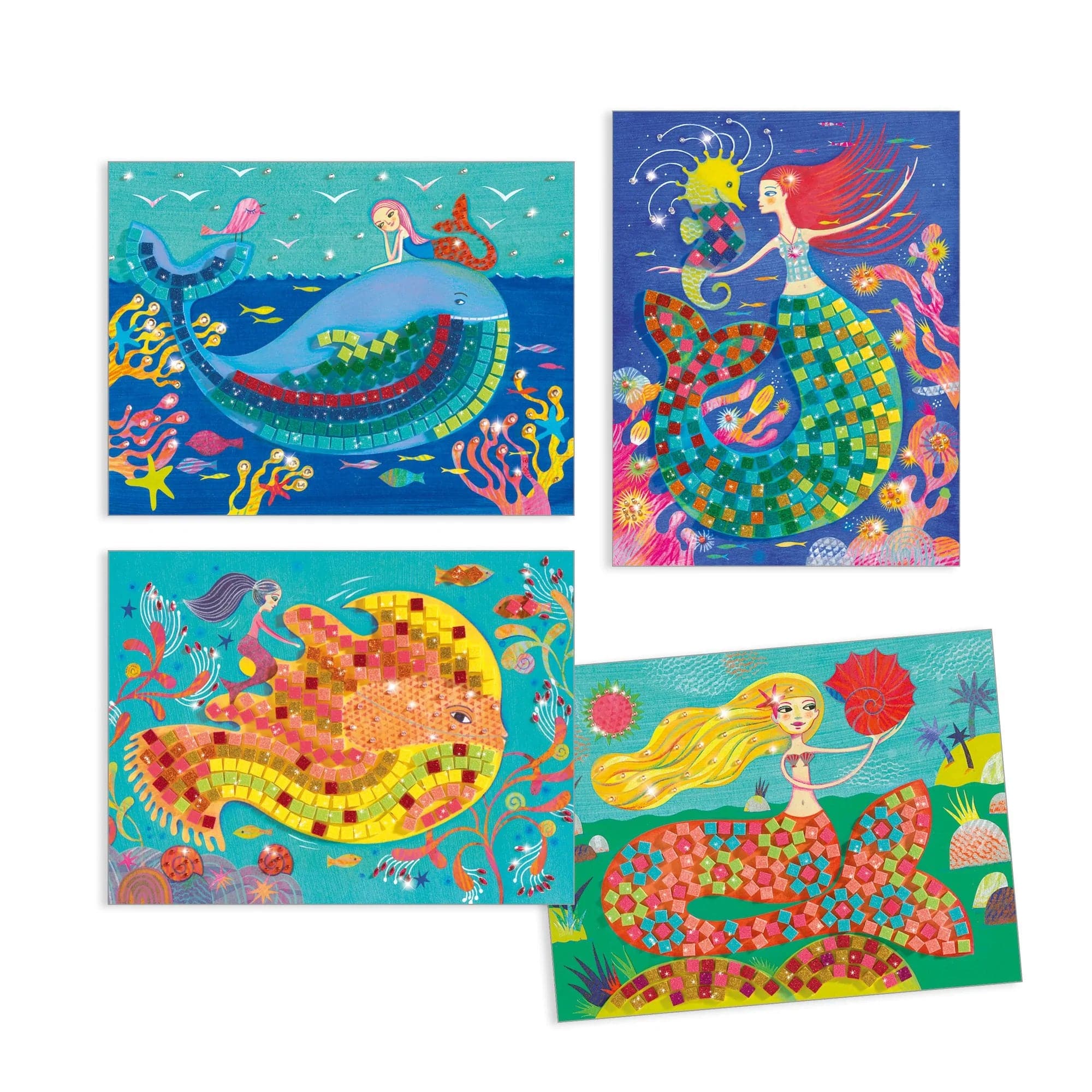The Mermaid's Song Sticker and Jewel Mosaic Craft Kit Djeco Lil Tulips