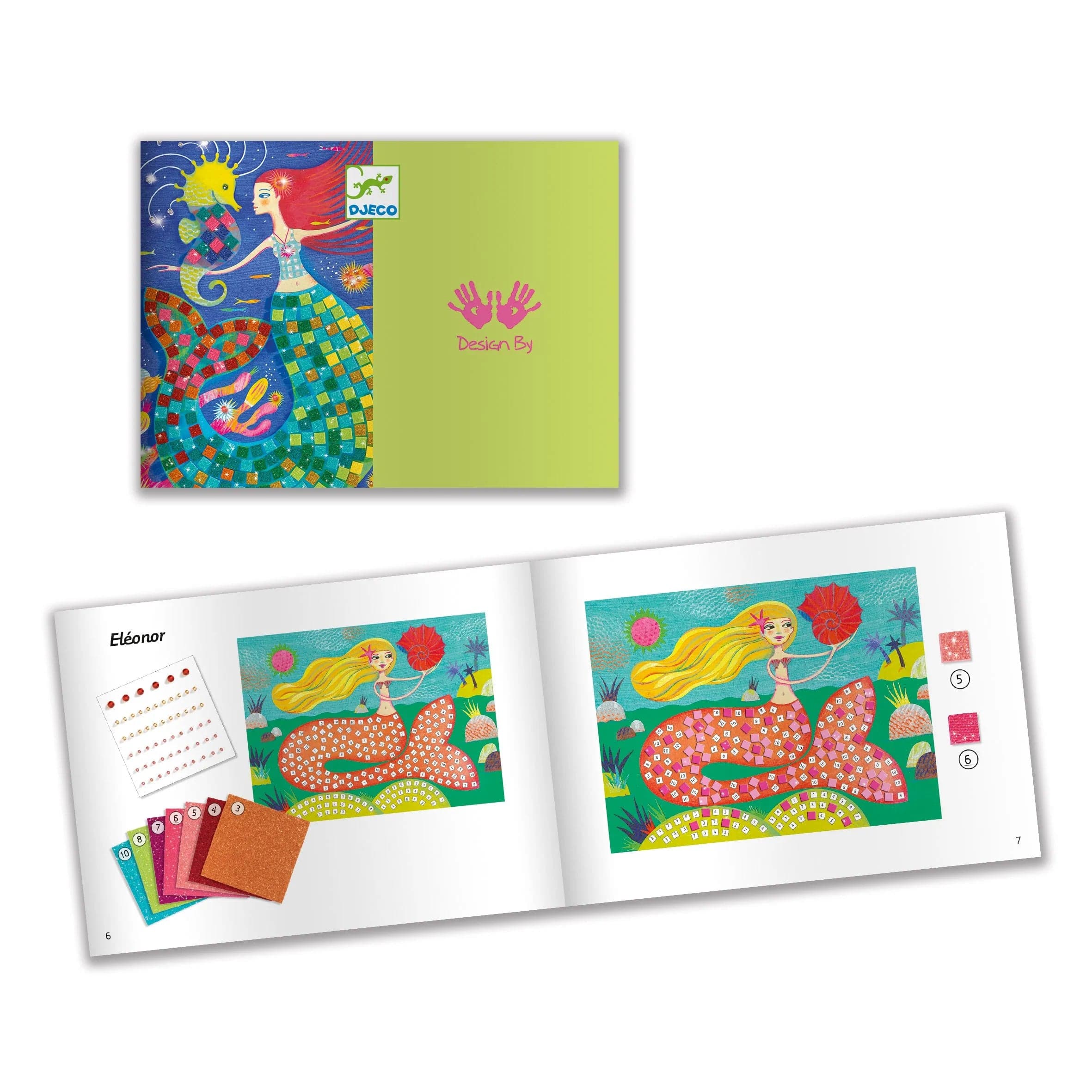 The Mermaid's Song Sticker and Jewel Mosaic Craft Kit Djeco Lil Tulips