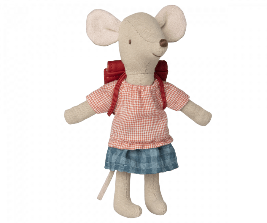 Tricycle Mouse, Big Sister with Bag - Red Maileg Lil Tulips