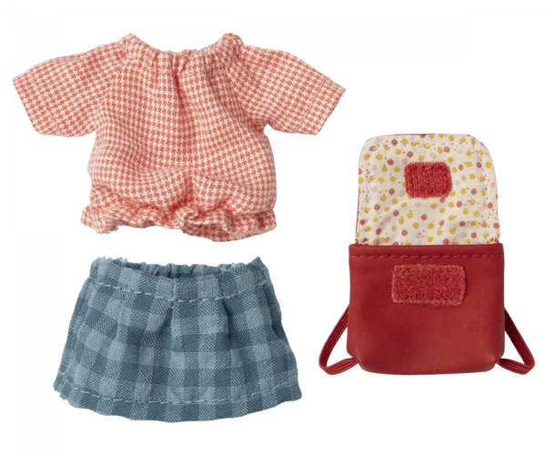 Tricycle Mouse, Big Sister with Bag - Red Maileg Lil Tulips