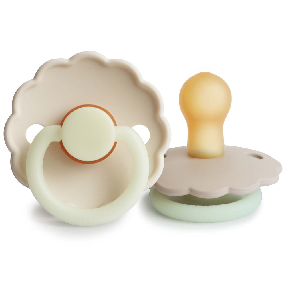 FRIGG Daisy Night Natural Rubber Baby Pacifier (Croissant / Cream)