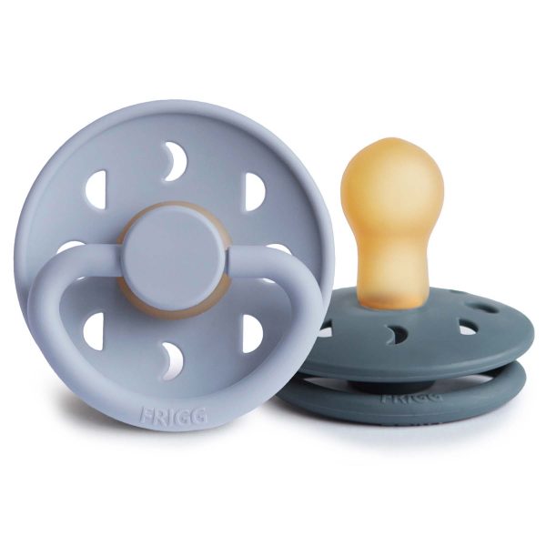 FRIGG Moon Natural Rubber Baby Pacifier (Powder Blue / Slate)