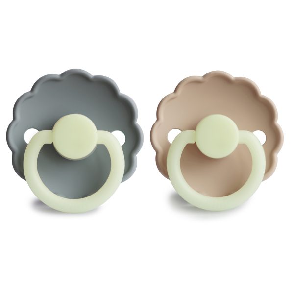 FRIGG Daisy Night Silicone Baby Pacifier (French Gray / Croissant)
