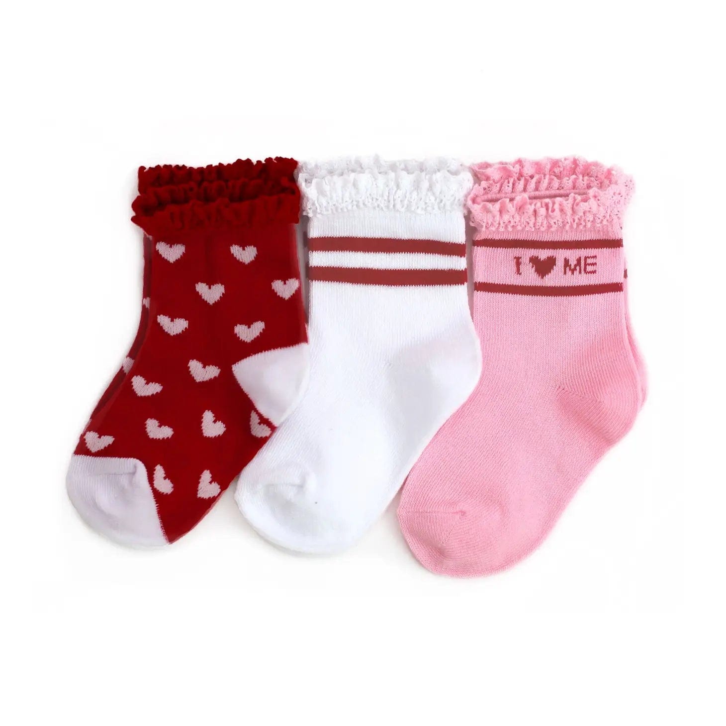 Valentine's Lace Midi Sock 3-pack Little Stocking Company Lil Tulips