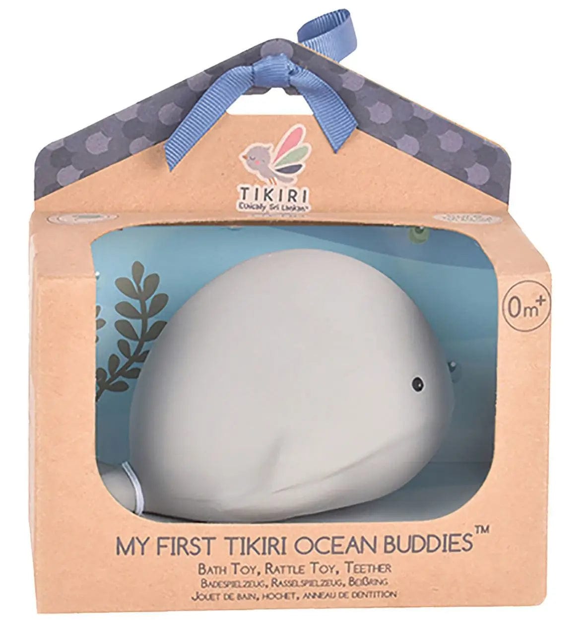 Whale Natural Organic Rubber Teether, Rattle & Bath Toy Tikiri Toys Lil Tulips