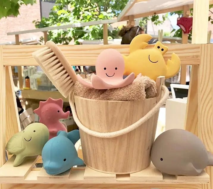 Whale Natural Organic Rubber Teether, Rattle & Bath Toy Tikiri Toys Lil Tulips