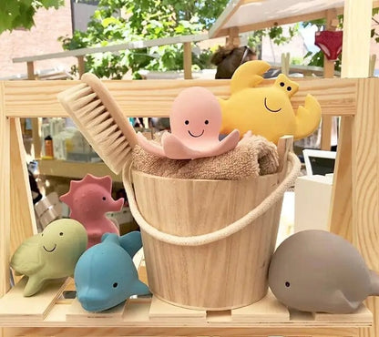 Whale Natural Organic Rubber Teether, Rattle & Bath Toy Tikiri Toys Lil Tulips