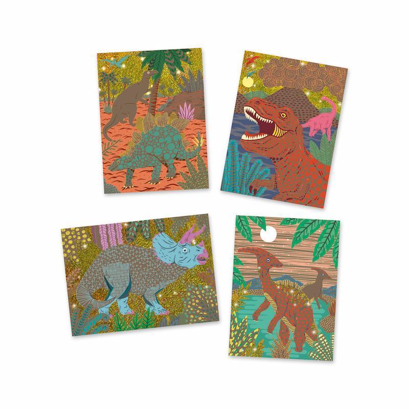 When Dinosaurs Reigned Metallic Scratch Card Activity Set Djeco Lil Tulips