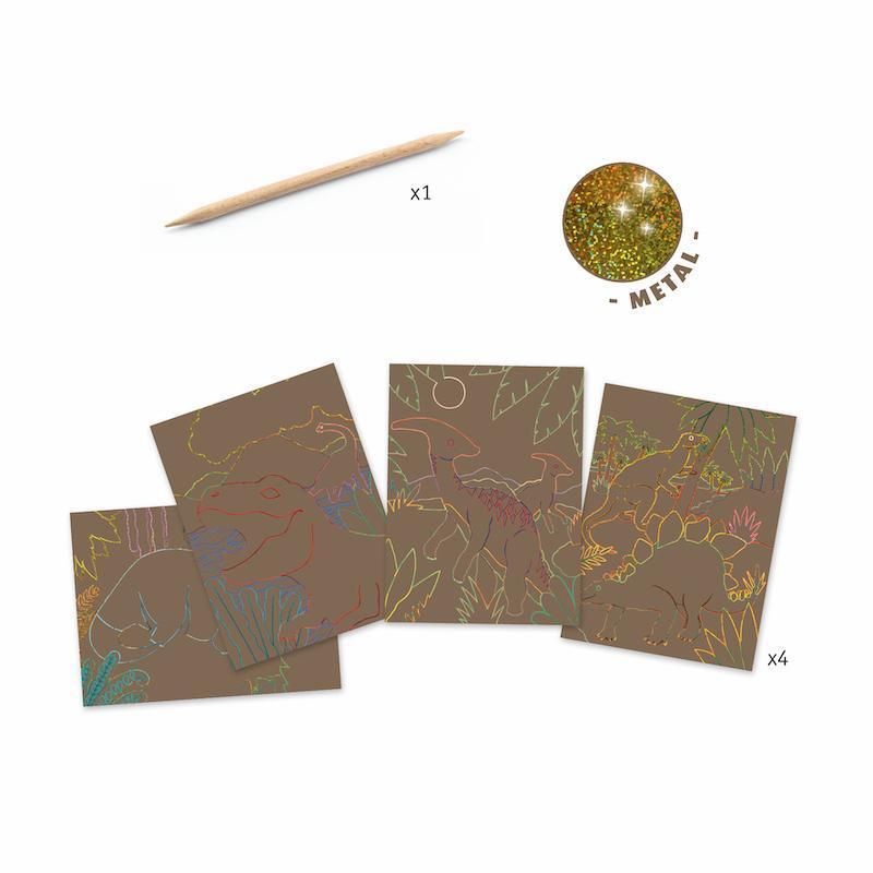 When Dinosaurs Reigned Metallic Scratch Card Activity Set Djeco Lil Tulips