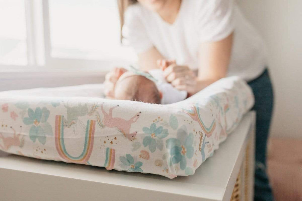 Whimsy Premium Knit Diaper Changing Pad Cover Copper Pearl Lil Tulips