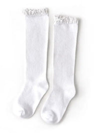 White Lace Top Knee High Socks Little Stocking Company Lil Tulips