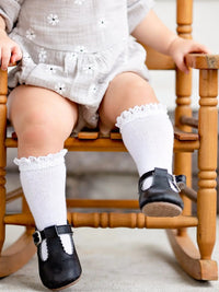 White Lace Top Knee High Socks Little Stocking Company Lil Tulips