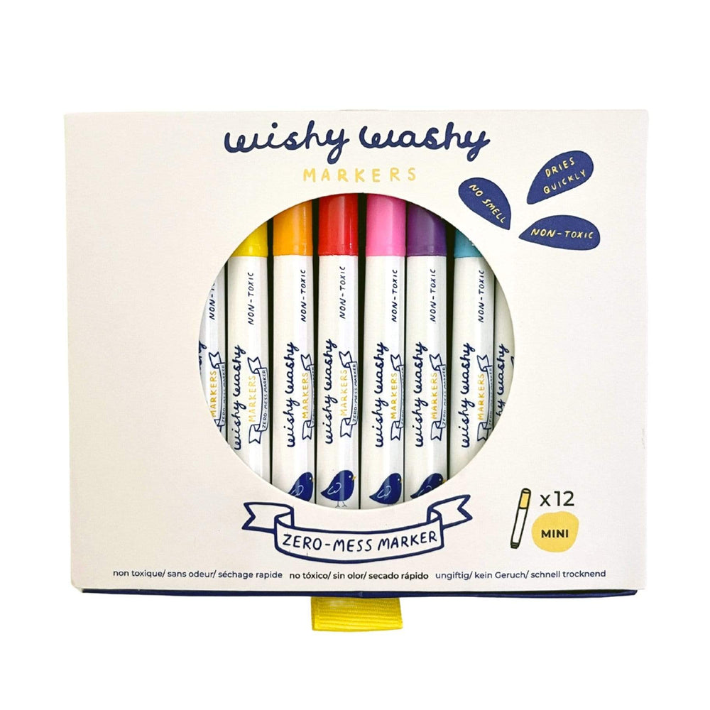 Wishy Washy Markers MINI - Set of 12 Assorted Colors Jaq Jaq Bird Lil Tulips