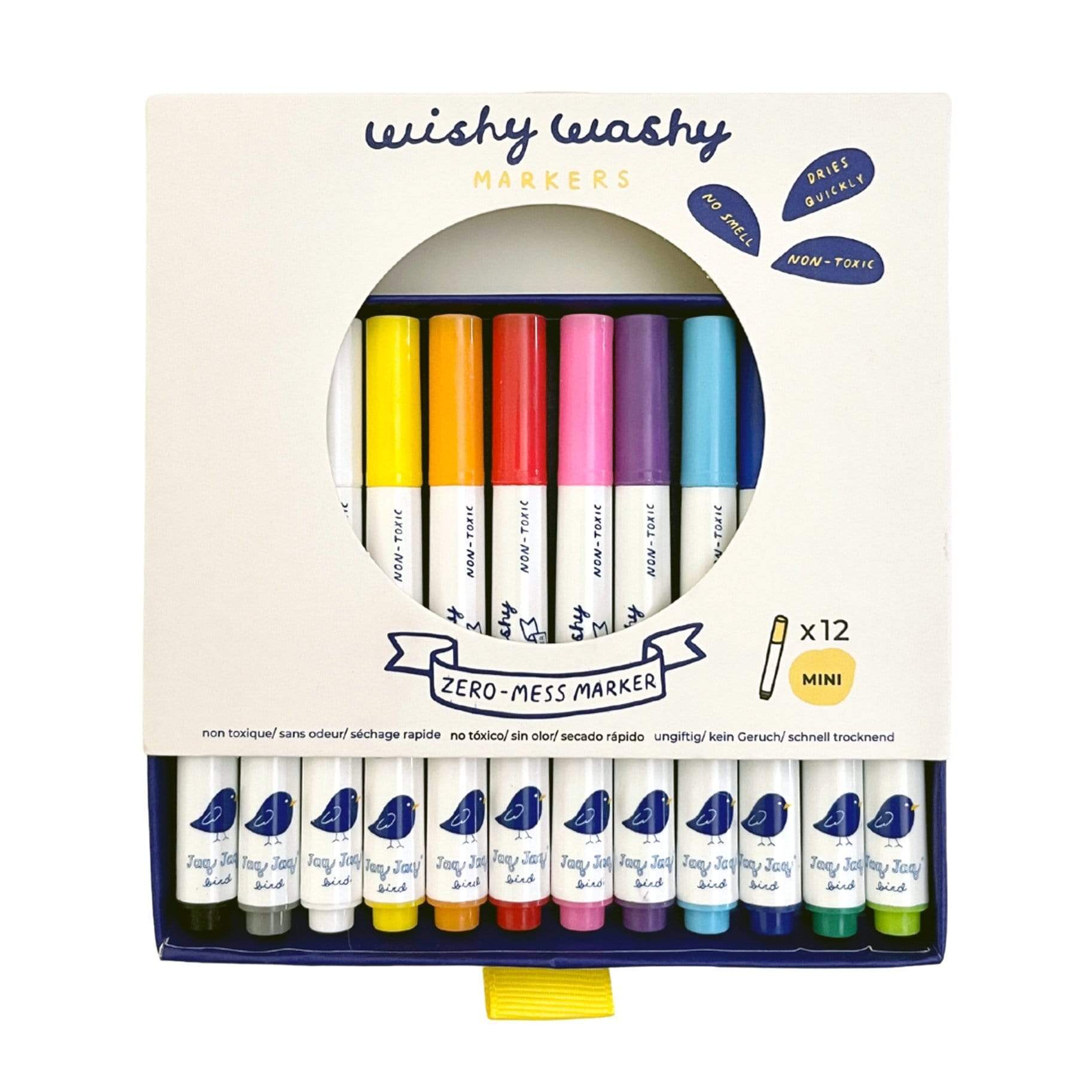 Wishy Washy Markers MINI - Set of 12 Assorted Colors Jaq Jaq Bird Lil Tulips