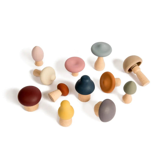 Wood + Silicone Mushroom Sorting Set Bug + Bean Lil Tulips
