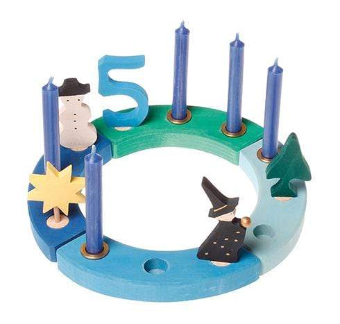 Wooden Birthday Ring Blue Green Grimm's Lil Tulips