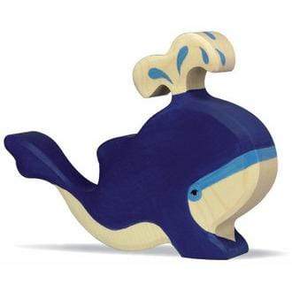 Wooden Blue Whale with Water Fountain Holztiger Lil Tulips