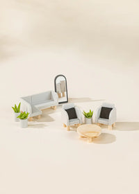 Wooden Doll House Living Room Furniture & Accessories (10 pcs) Coco Village Lil Tulips