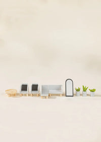 Wooden Doll House Living Room Furniture & Accessories (10 pcs) Coco Village Lil Tulips