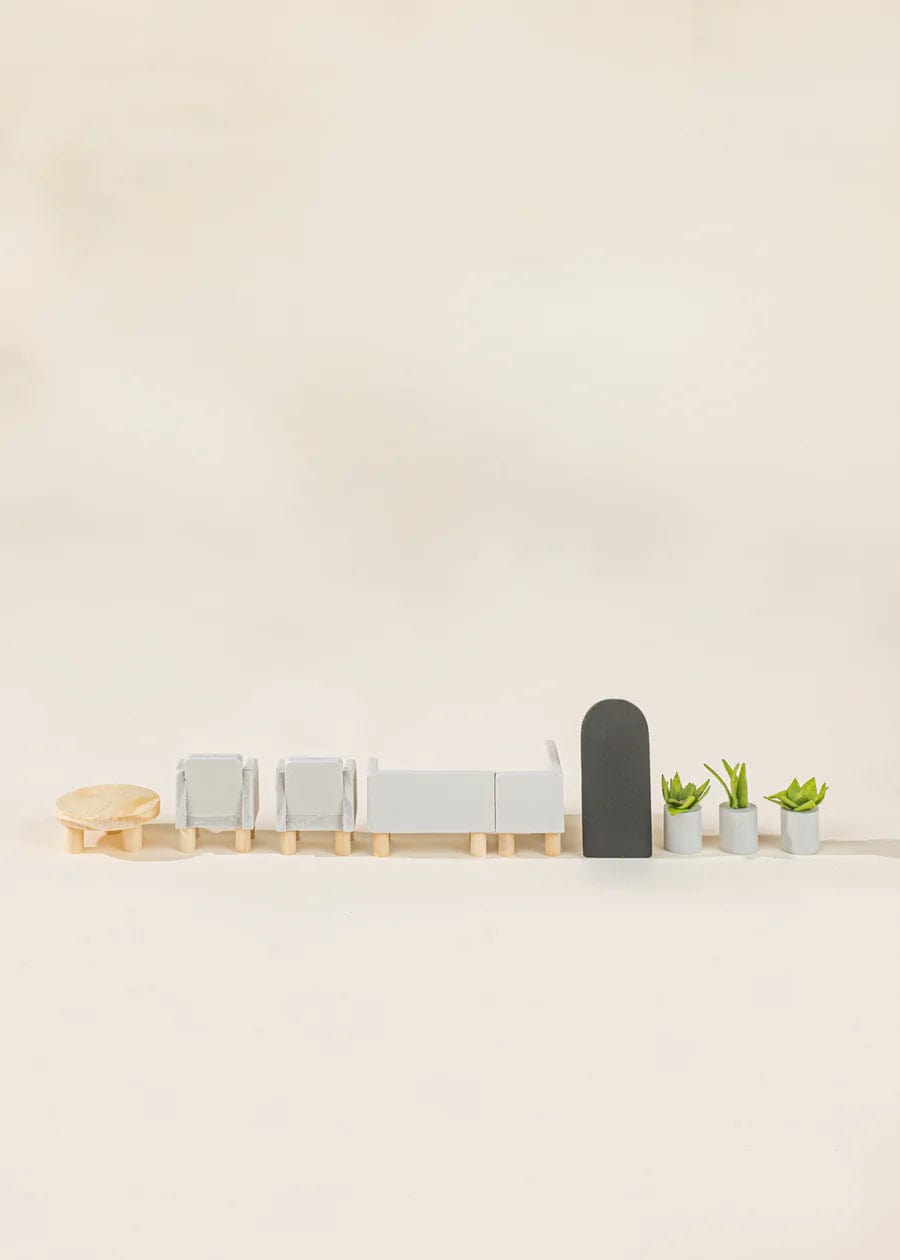 Wooden Doll House Living Room Furniture & Accessories (10 pcs) Coco Village Lil Tulips