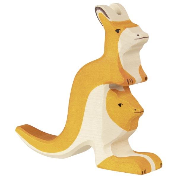 Wooden Kangaroo w/Young Holztiger Lil Tulips