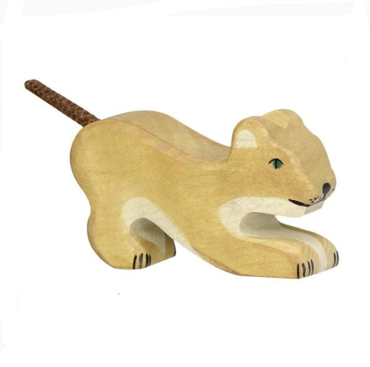 Wooden Lion Cub Playing Holztiger Lil Tulips