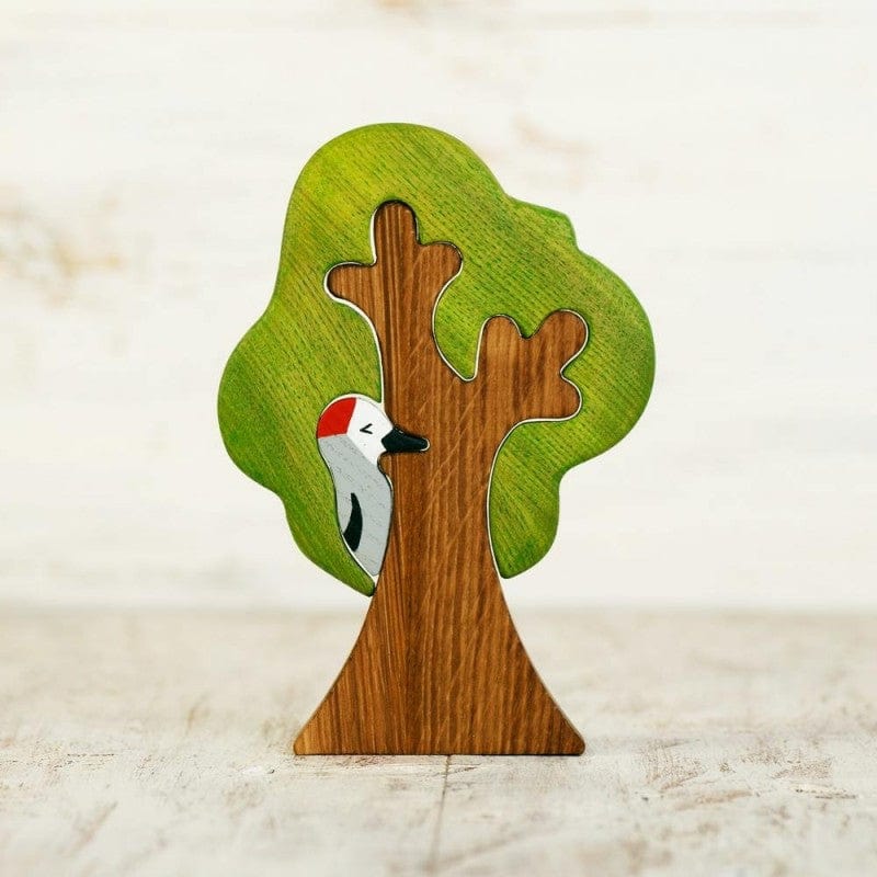 Wooden Tree with Woodpecker Wooden Caterpillar Lil Tulips