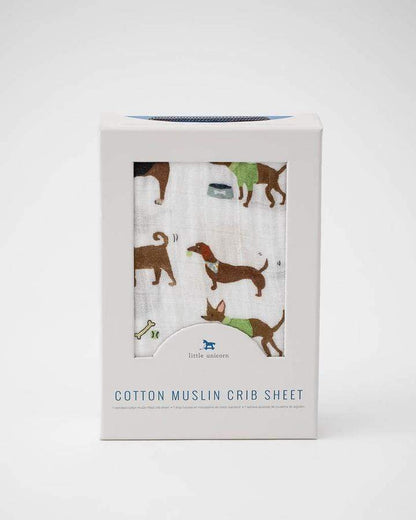 Woof Cotton Muslin Crib Sheet Little Unicorn Lil Tulips