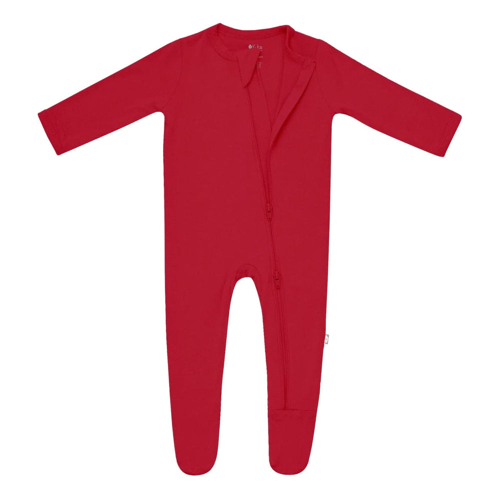 Zippered Footie in Cardinal Kyte Baby Lil Tulips