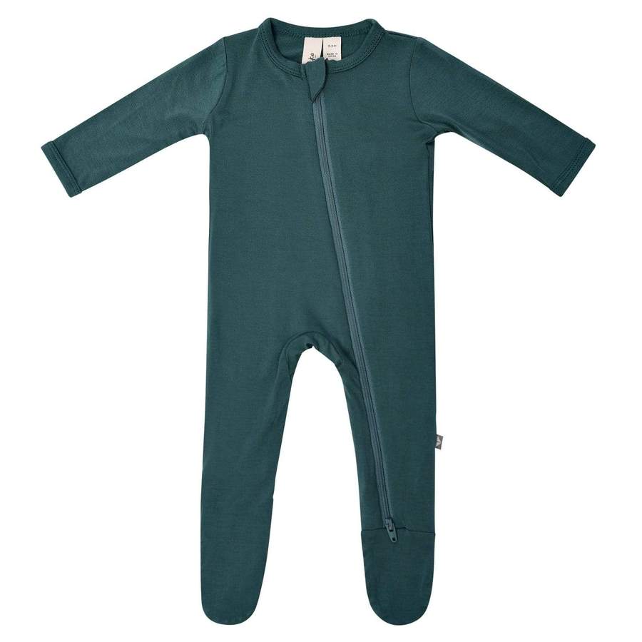 ZIPPERED FOOTIE IN EMERALD Kyte Baby Lil Tulips