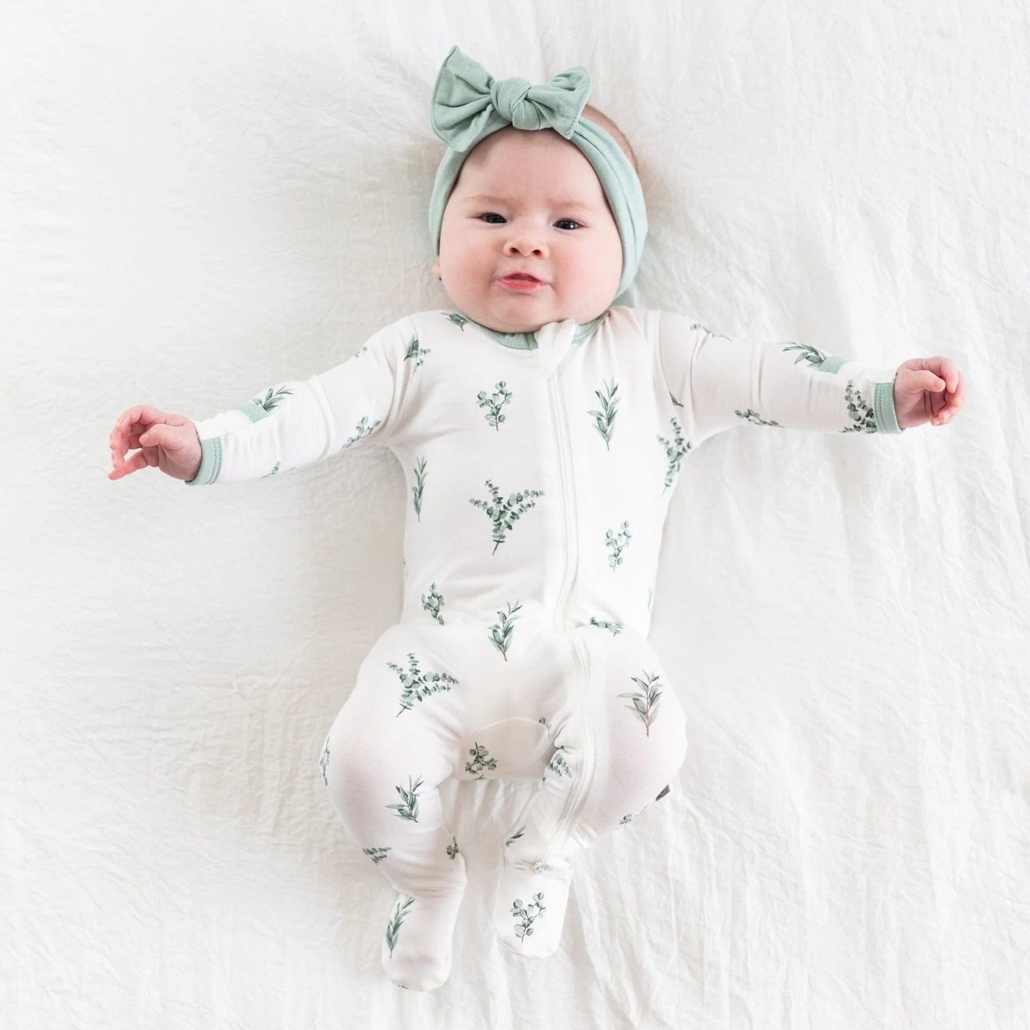 Zippered Footie in Eucalyptus Kyte Baby Lil Tulips