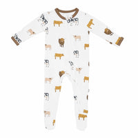 Zippered Footie in Moo Kyte Baby Lil Tulips